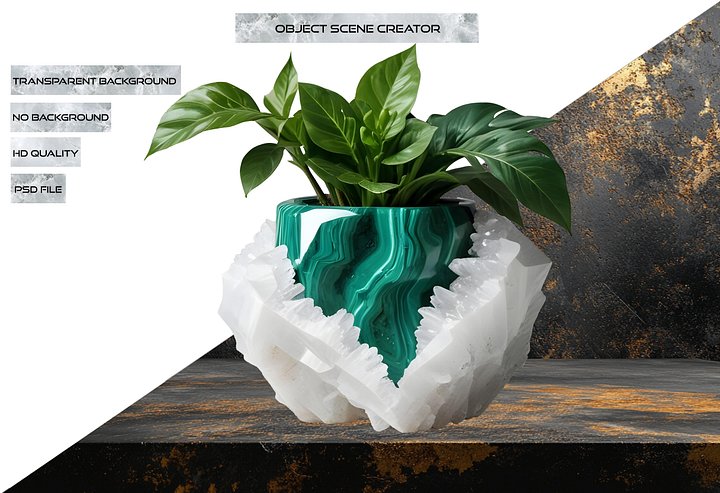Aurora Verde - Vase Quartz & Malachite png product image (2)