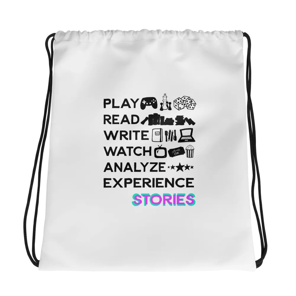 Experience Stories Drawstring Bag (Pink and Teal) product image (1)