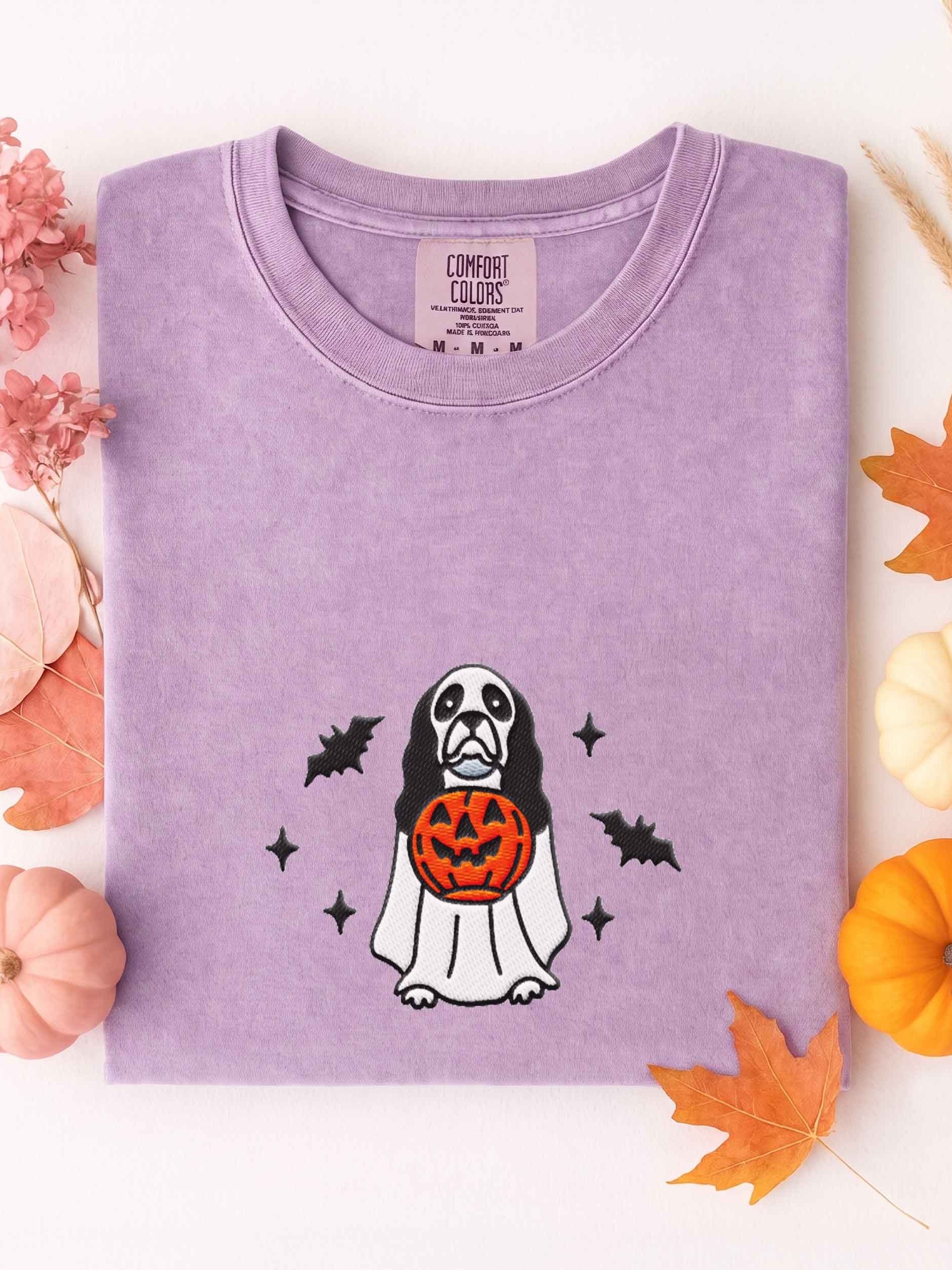 Halloween American Cocker Spaniel(Parti, Black & White) Embroidered T-Shirt product image (1)