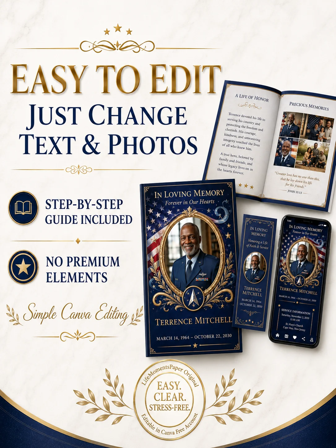 Celebration of Life Program Template for Woman | 6-Page Funeral Obituary Editable Canva Template product image (5)