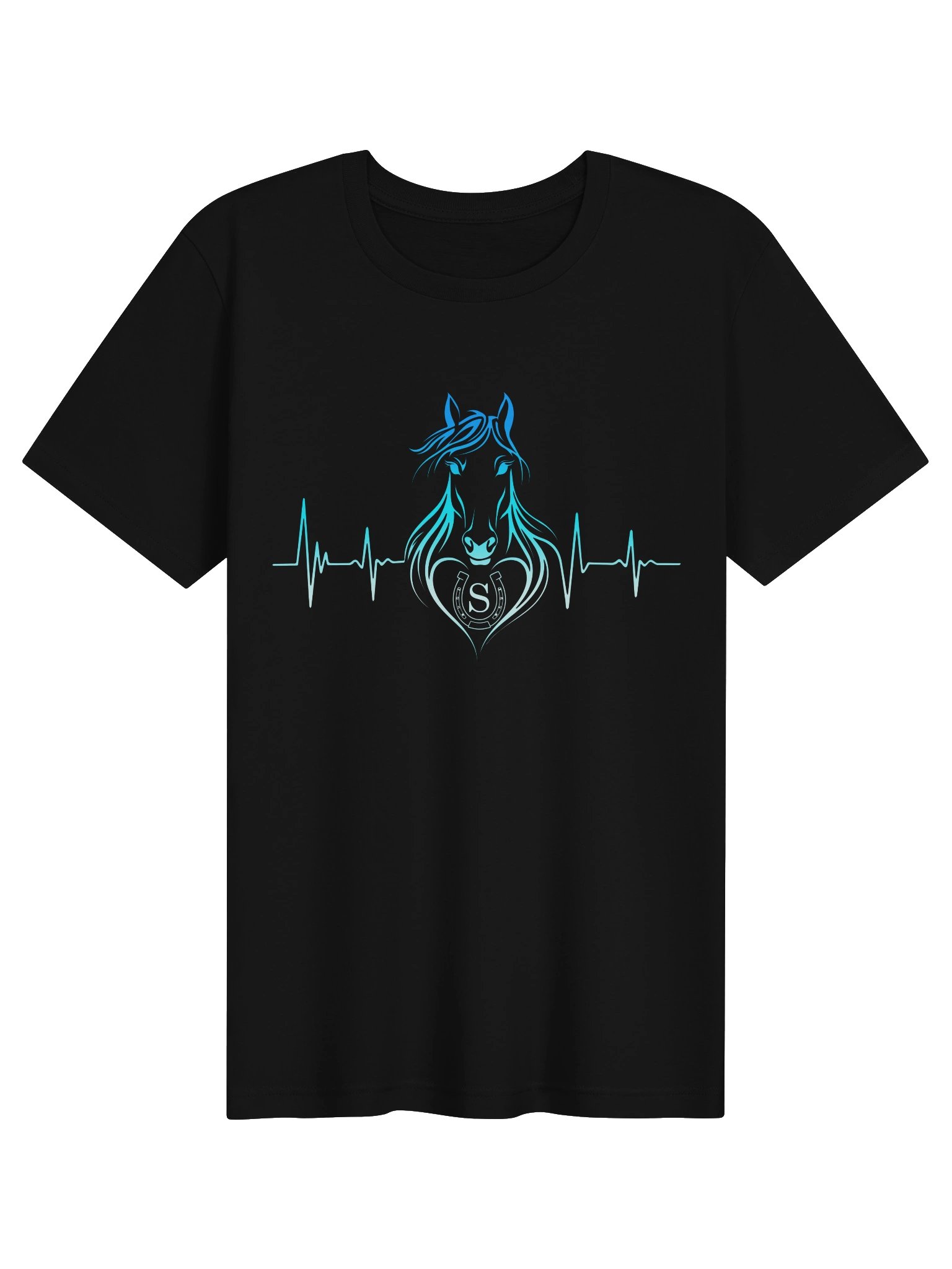Personalized Horse Heartbeat T-Shirt with Letter S | Unisex Equestrian Gift product image (1)