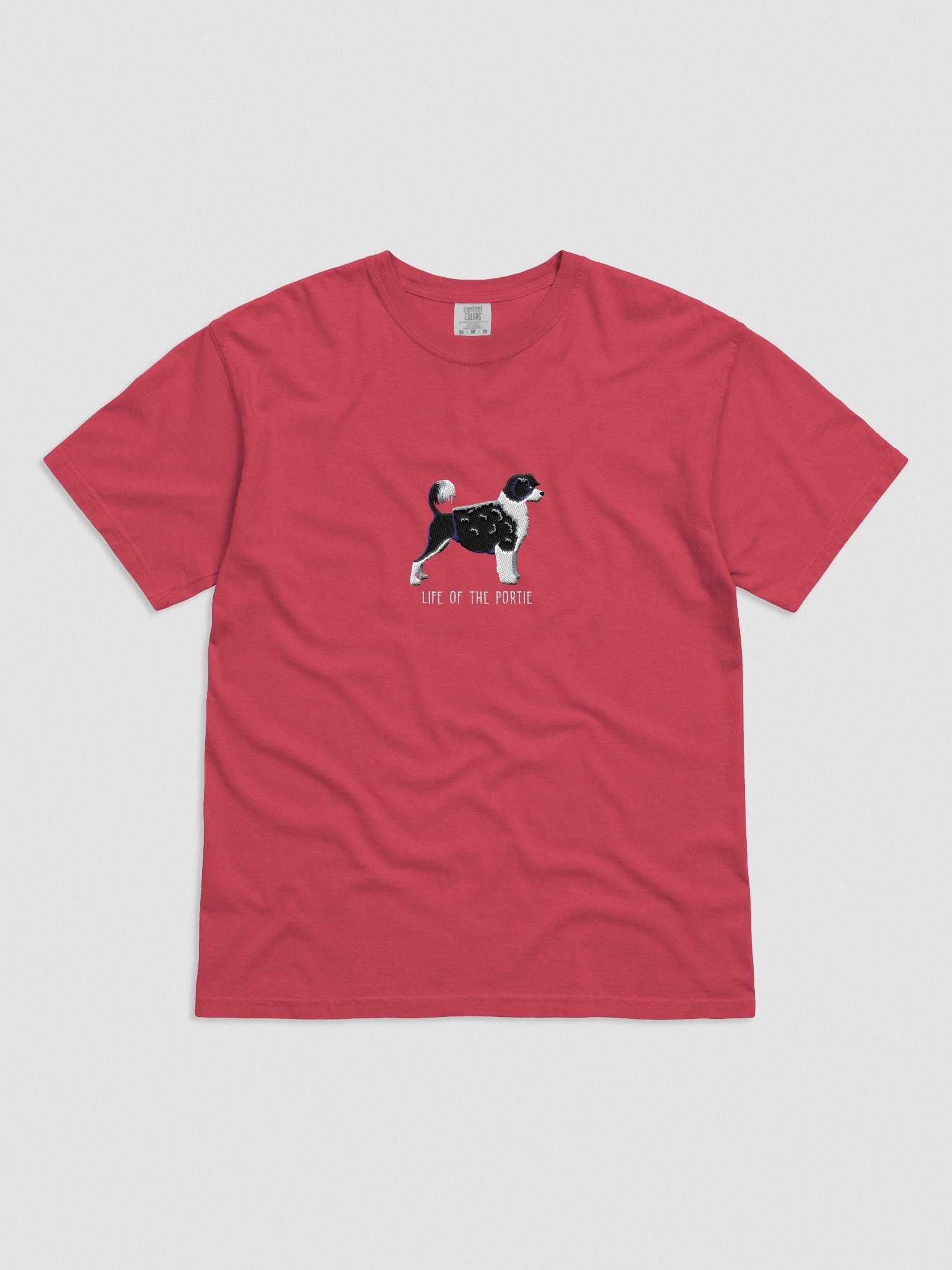 Life of the Portie T-Shirt(Embroidered) of a Portuguese Water Dog(Black & White) product image (4)