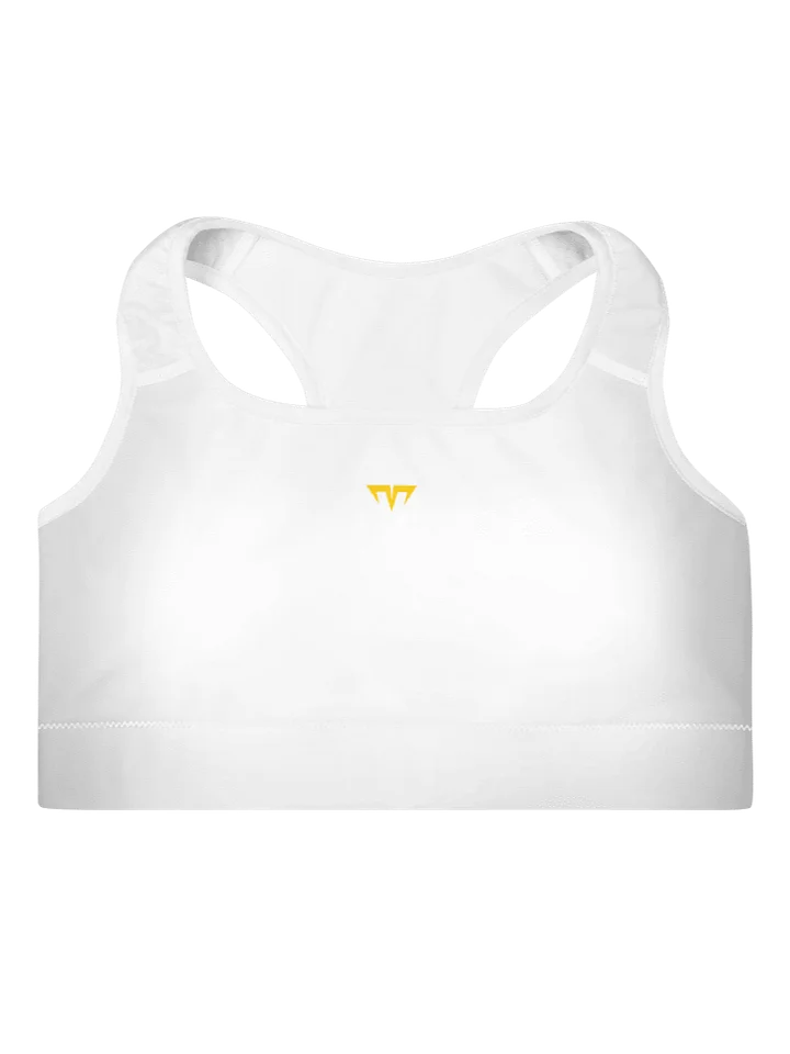 Women's Activewear - Padded Sports Bra White - Printed Gold Logo product image (1)