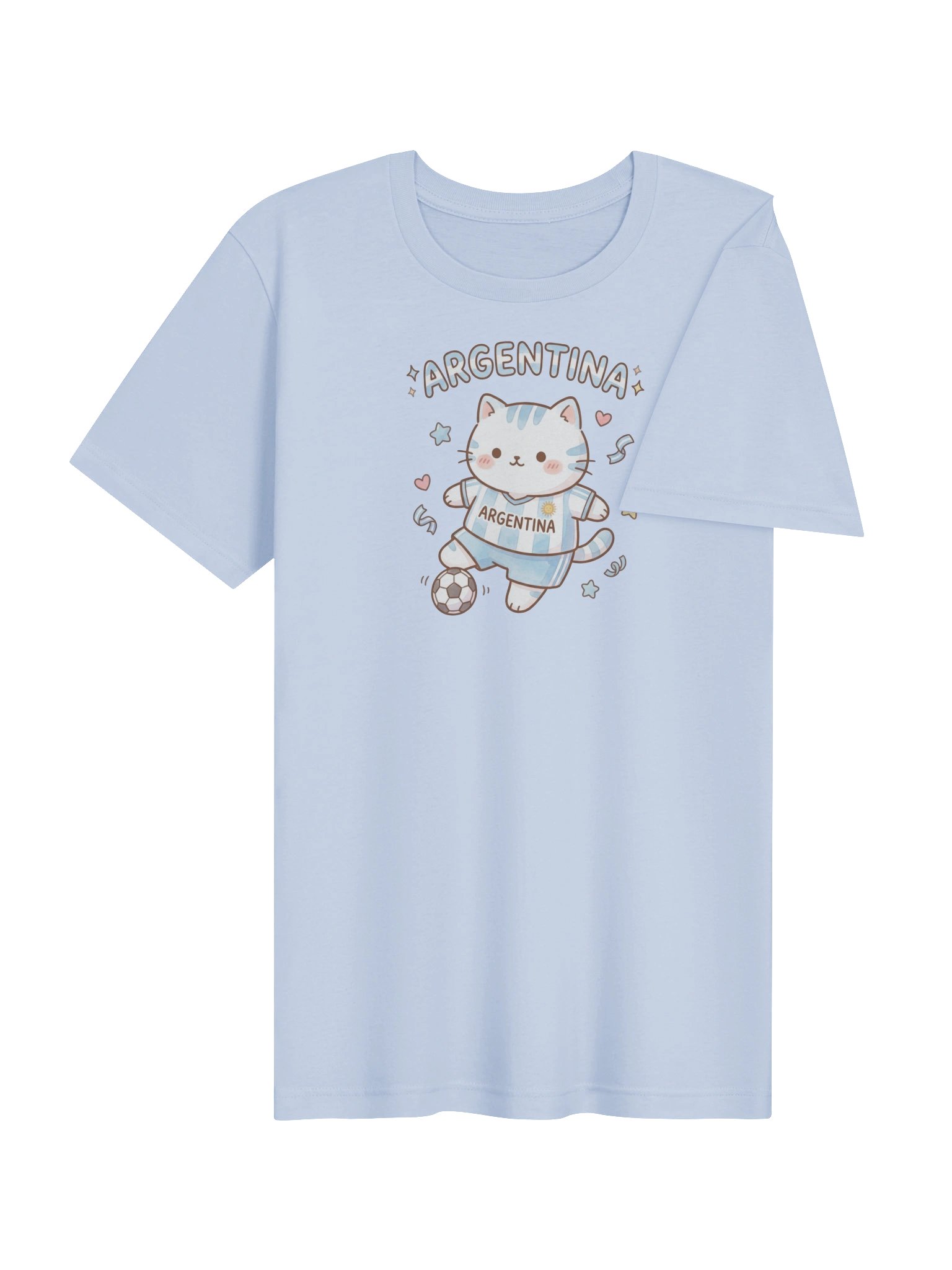 Argentina Soccer Cat Shirt, Cute Argentina Fan Tee, Kawaii Football Supporter T-Shirt product image (14)