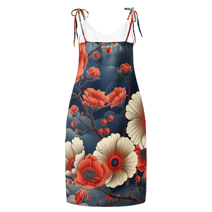 Japanese Chrysanthemum Midi Slip Dress | Vintage Kiku Chiffon Summer Dress product image (2)