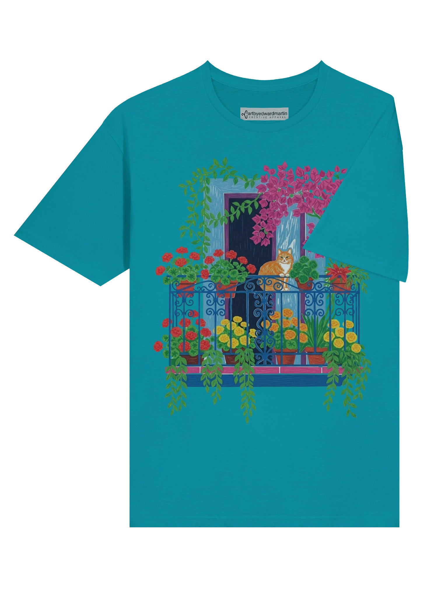 Cat on Balcony Design T-Shirt product image (63)
