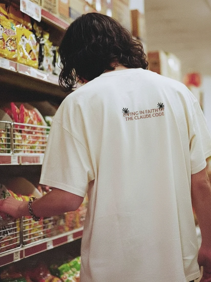 "Living in Faith of the Claude Code" t-shirt - 100% cotton product image (1)