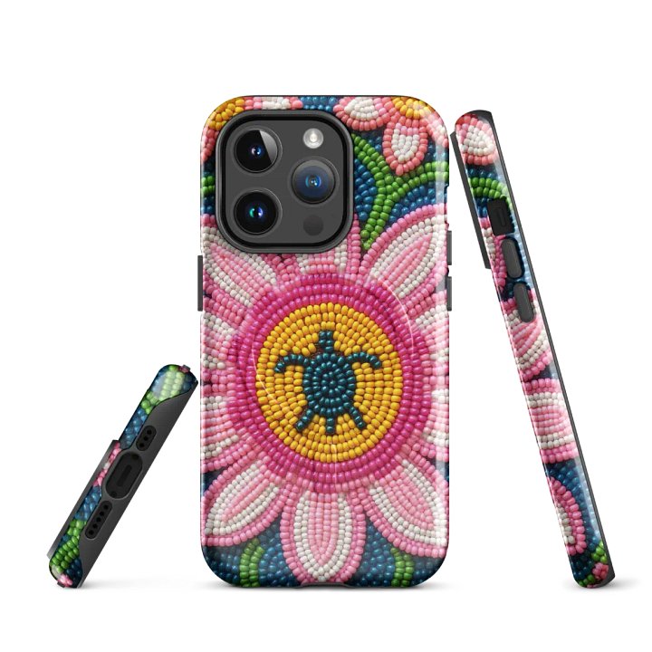 Turtle and Floral Faux-Beadwork iPhone® Tough Case product image (3)