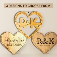 Personalized Wooden Heart Wall Art – Custom Engraved Wedding Gift, Anniversary Sign, Engagement Keepsake product image (1)
