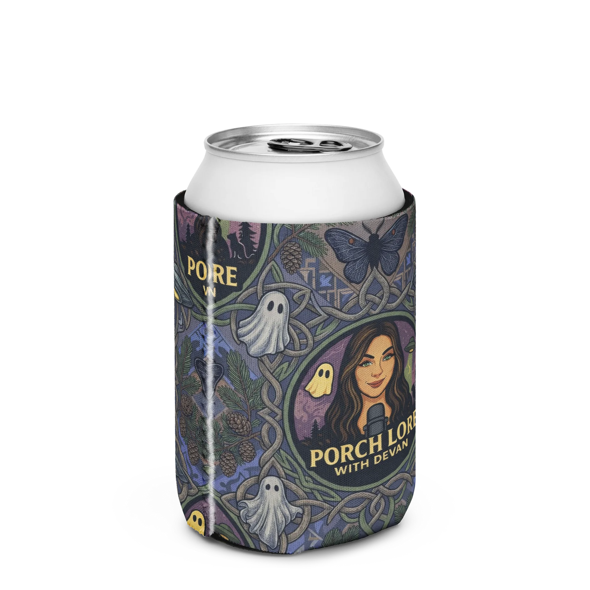 PORCH LORE DEVAN PERIWINKLE MOTH COOZIE CAN COOLER product image (2)