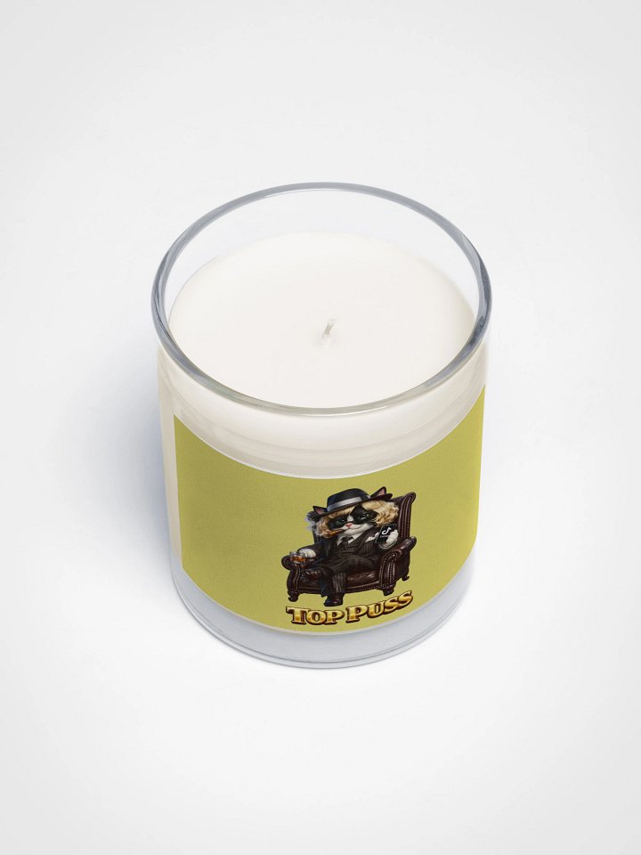 ''Top Puss'' Soy Wax Candle In A Clear Glass Jar product image (2)