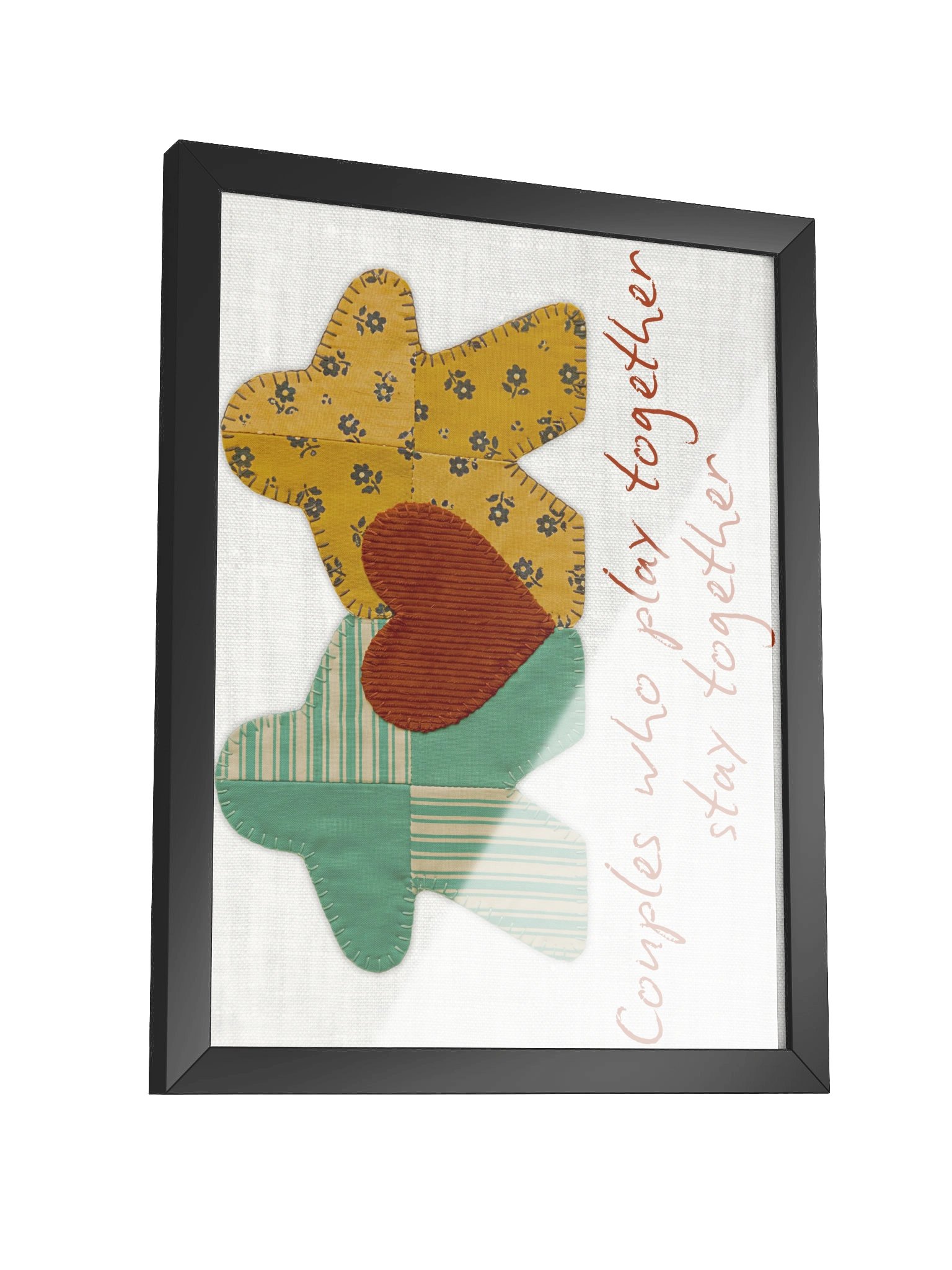 Patchwork Quilt Meeple Couple Board Game Room Poster - FRAMED product image (11)