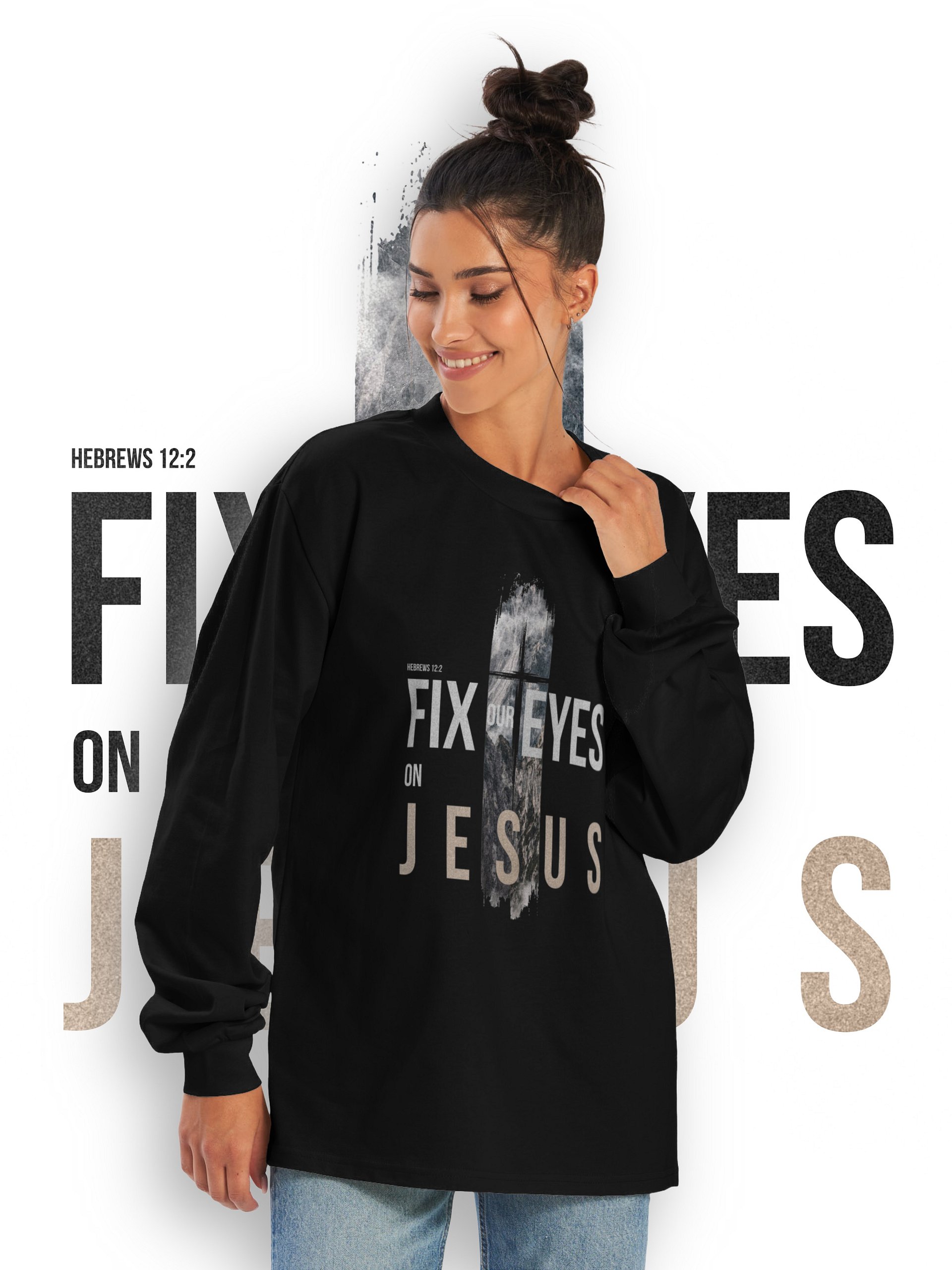 Hebrews 12:2 - AS Colour Unisex Premium Heavyweight Long Sleeve Shirt by AS Colour product image (2)