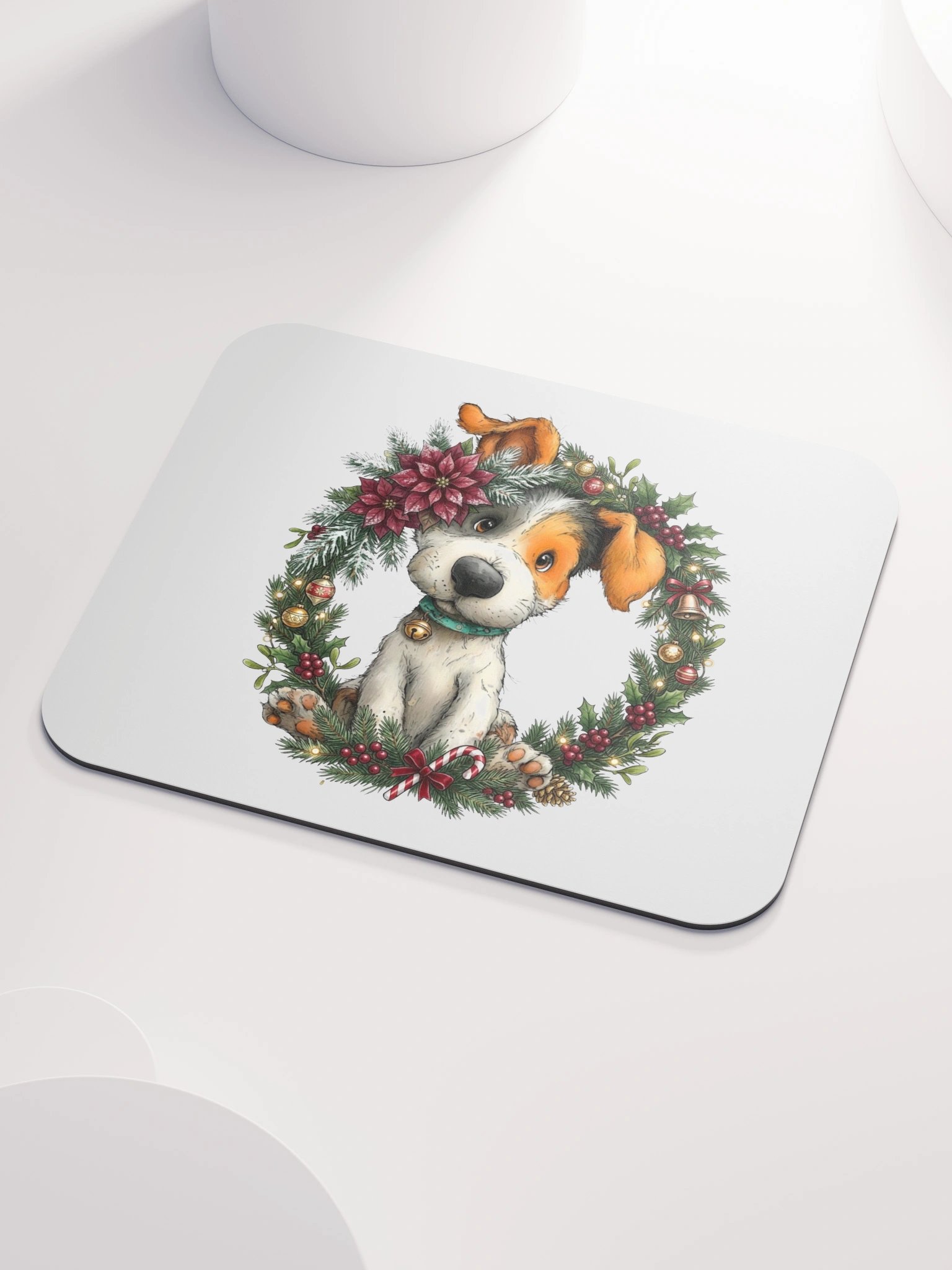 Christmas Dog Wreath Mouse Pad product image (3)