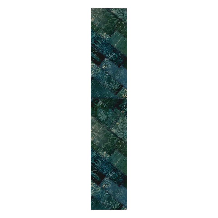 Table Runner Green Blue Vintage Script product image (1)