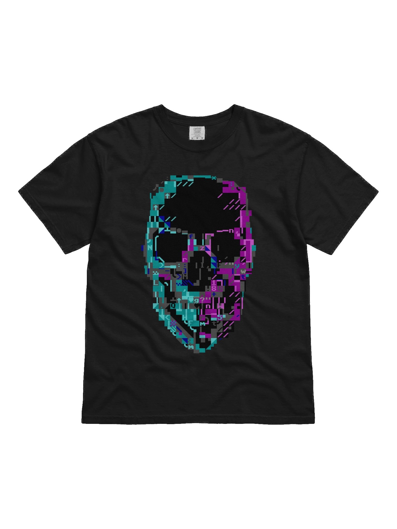 Cyberpunk ASCII Glitch Skull T-Shirt product image (6)