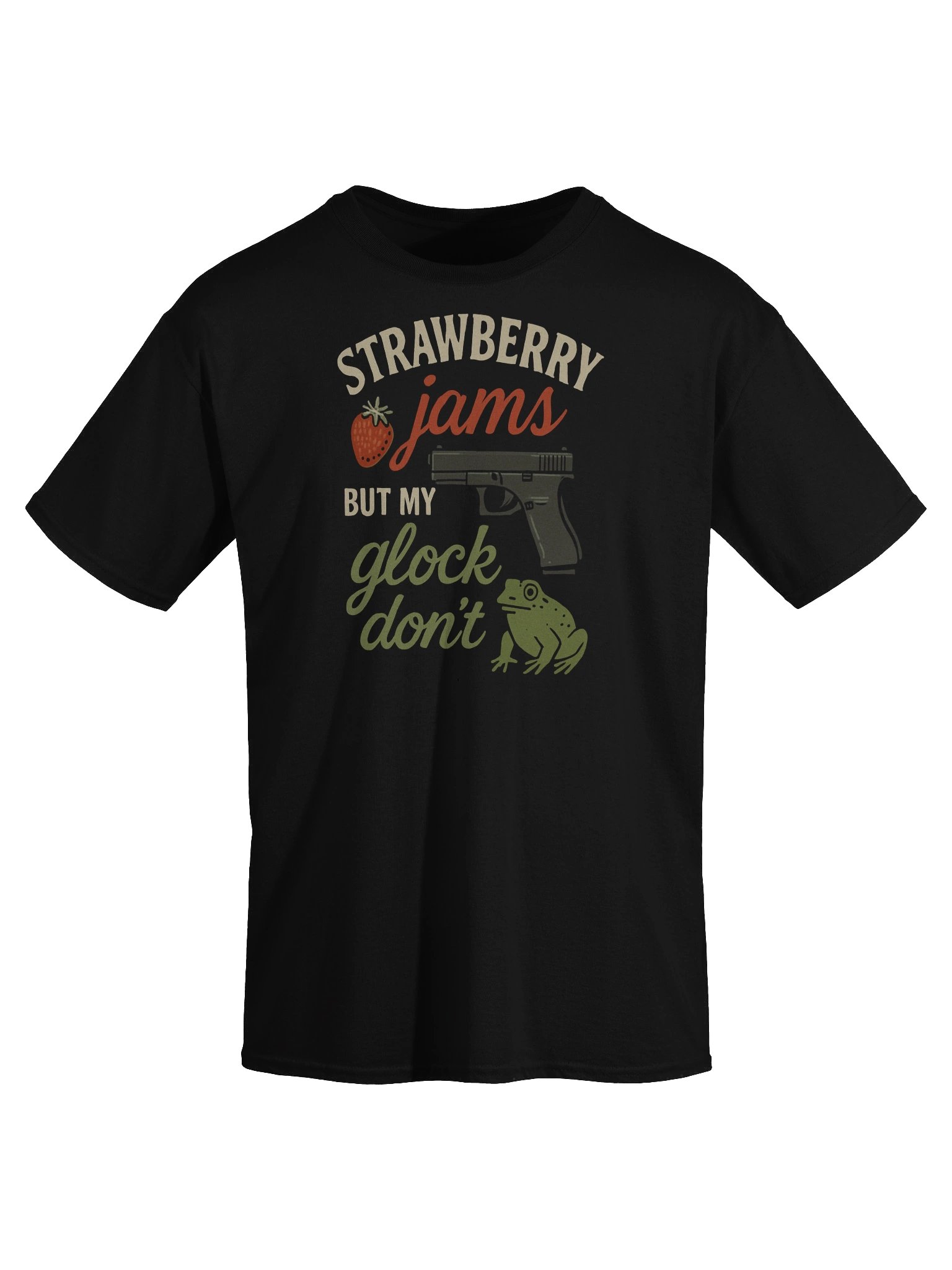 Strawberry Jams But My Glock Don’t Funny Frog Gun T-Shirt product image (17)