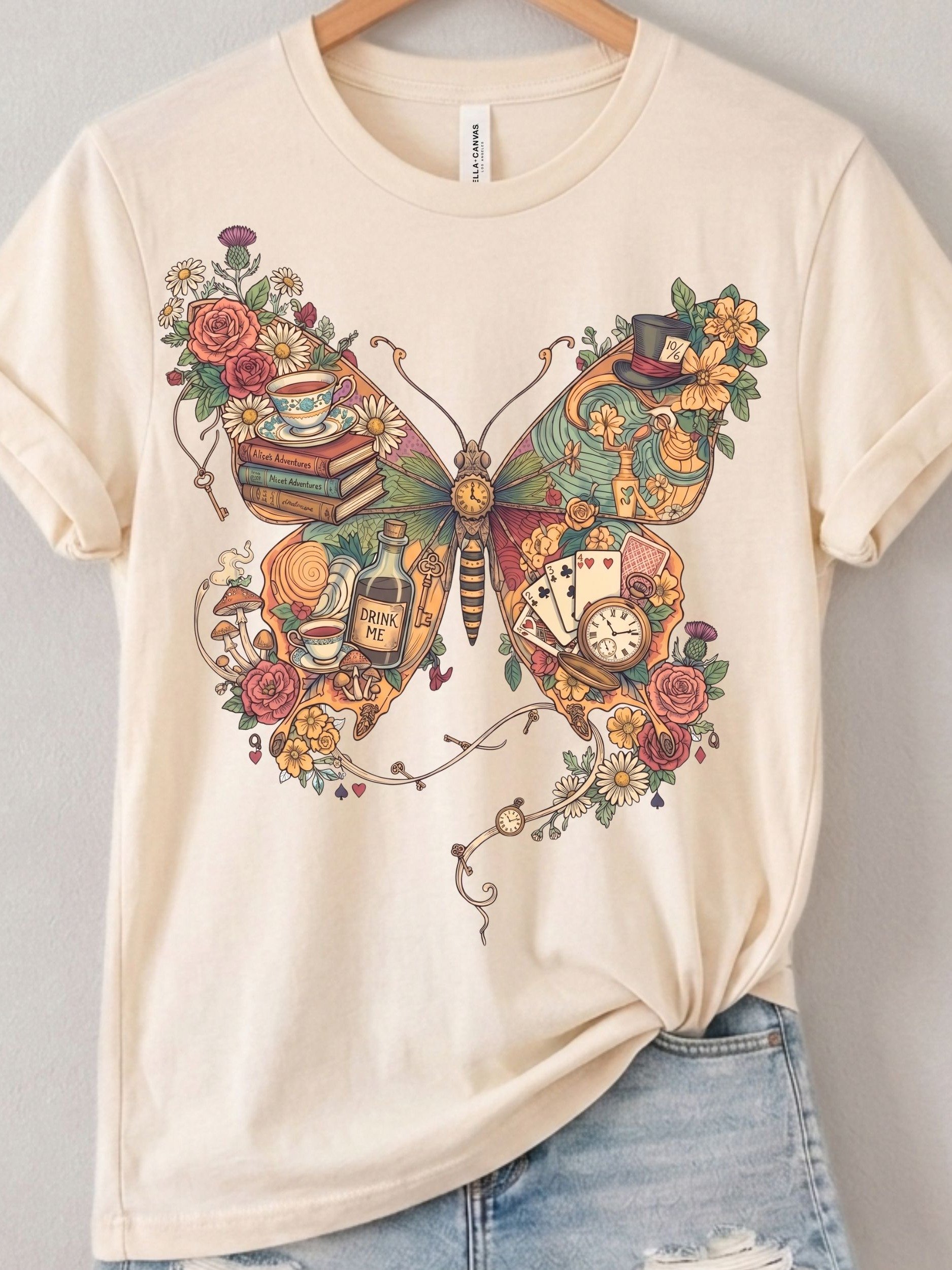 Alice in Wonderland Butterfly Shirt, Whimsical Literary Graphic Tee product image (106)