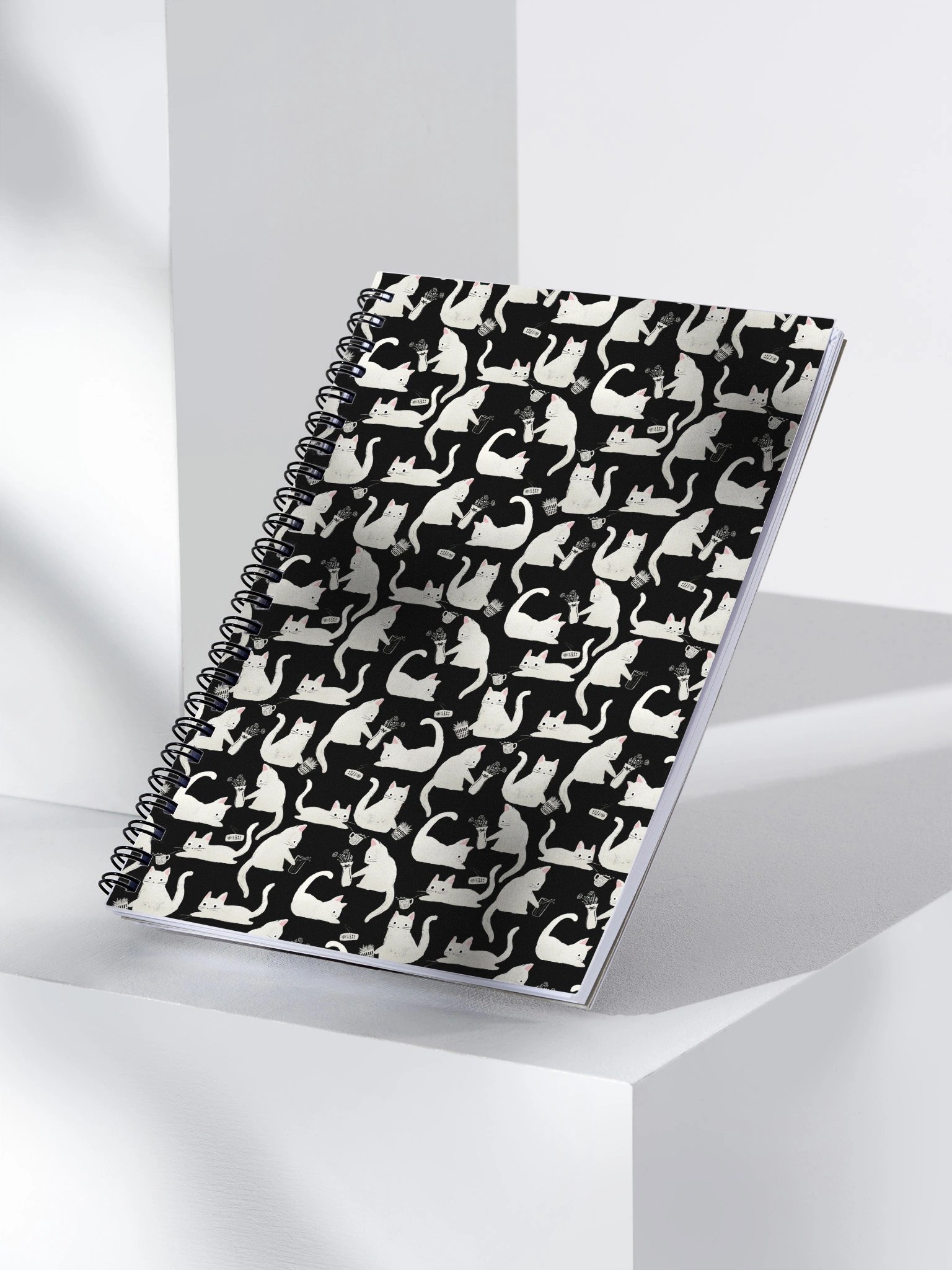 Bad Cats Knocking Stuff Over Pattern Notebook, Black product image (3)