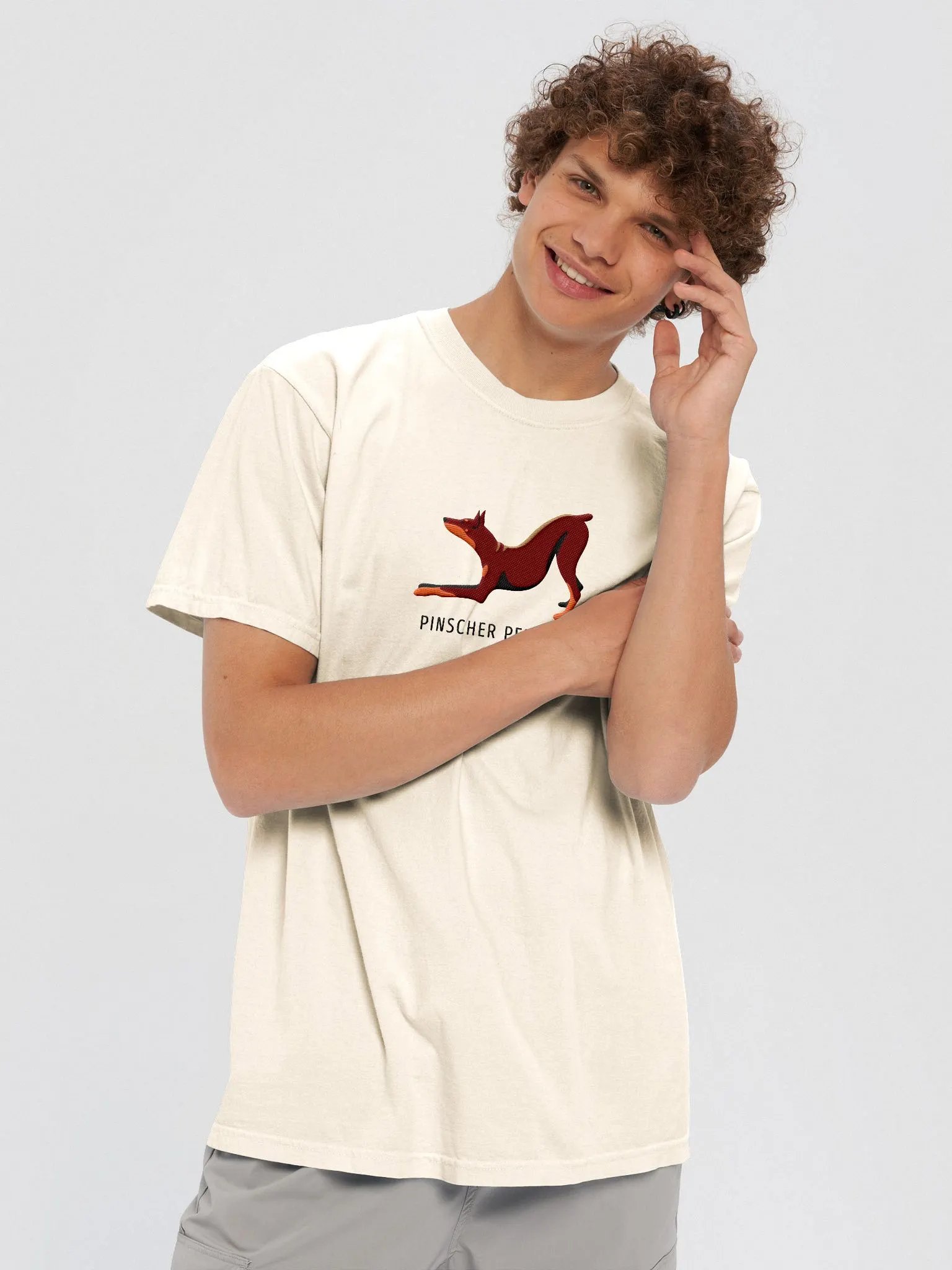 Pinscher Perfect T-Shirt(Embroidered) of a Doberman Pinscher(Red) product image (6)