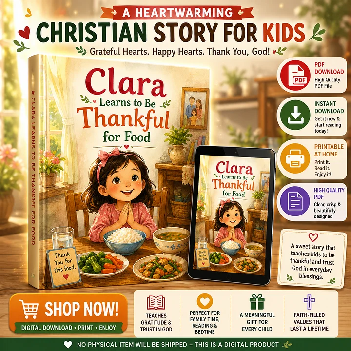 Clara Learns to Be Thankful for Food | Children's Storybook PDF | Printable | Ages 3–6 | Instant Download product image (1)