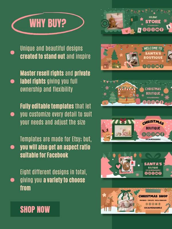 Cute Coquette Christmas Etsy Banners Templates (Canva) product image (4)