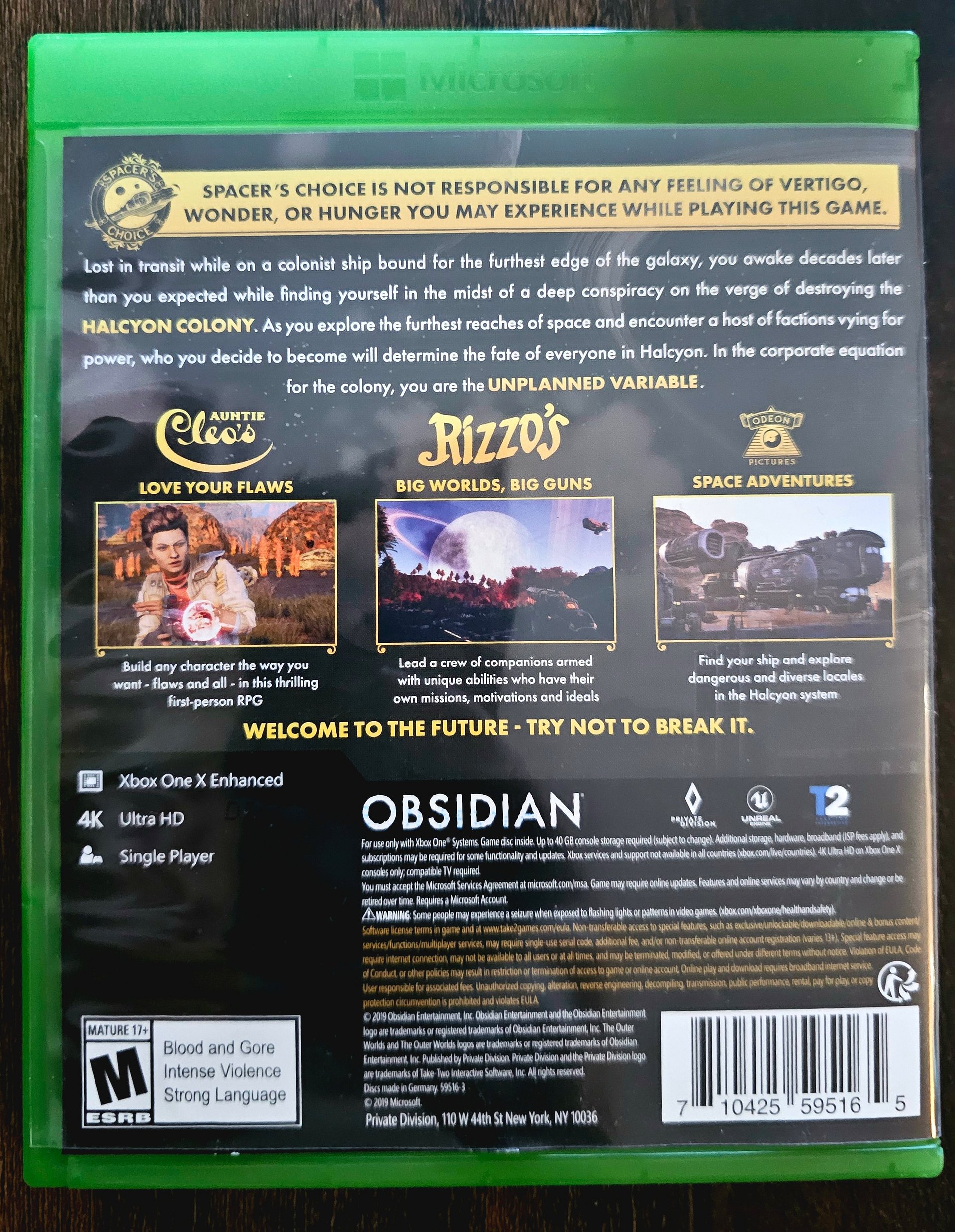 Xbox One | Outer Worlds | Obsidian | USED product image (2)