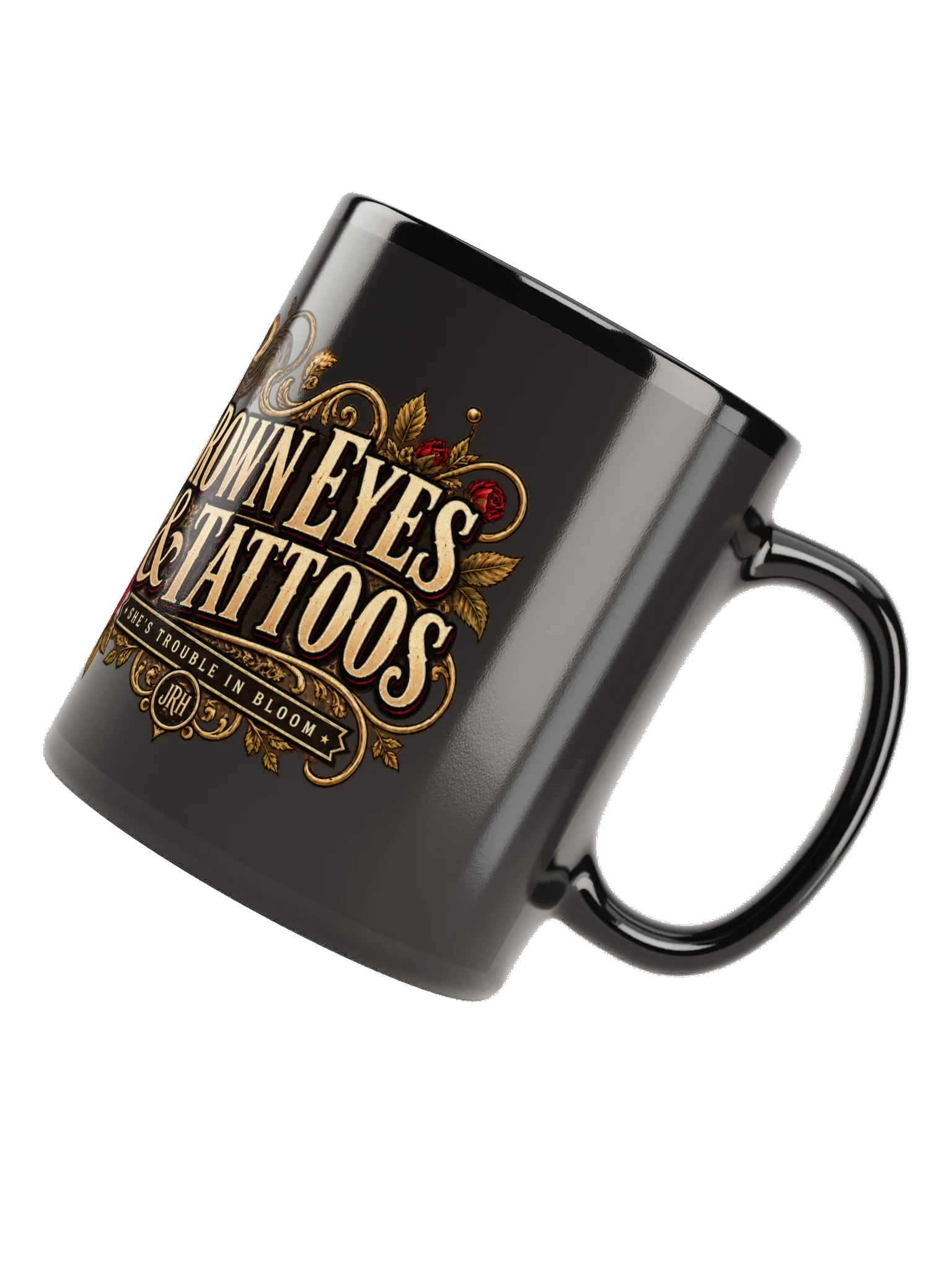 Brown Eyes & Tattoos Black Glossy Mug product image (11)