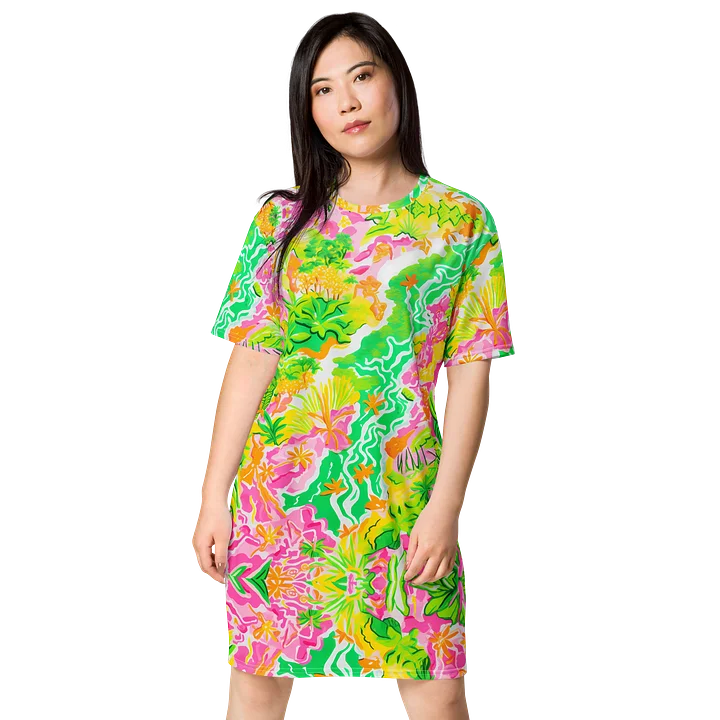 Tropical Garden Print Oversized T-Shirt Dress product image (1)