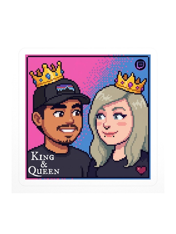 King & Queen Pixel-Art Kiss Cut Stickers product image (1)