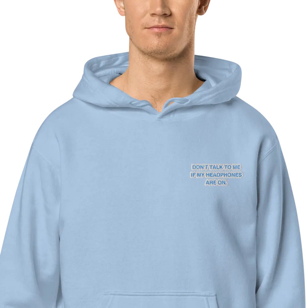 L.C. HEADPHONES ON (aqua bubble design) embroidered pigment hoodie product image (2)