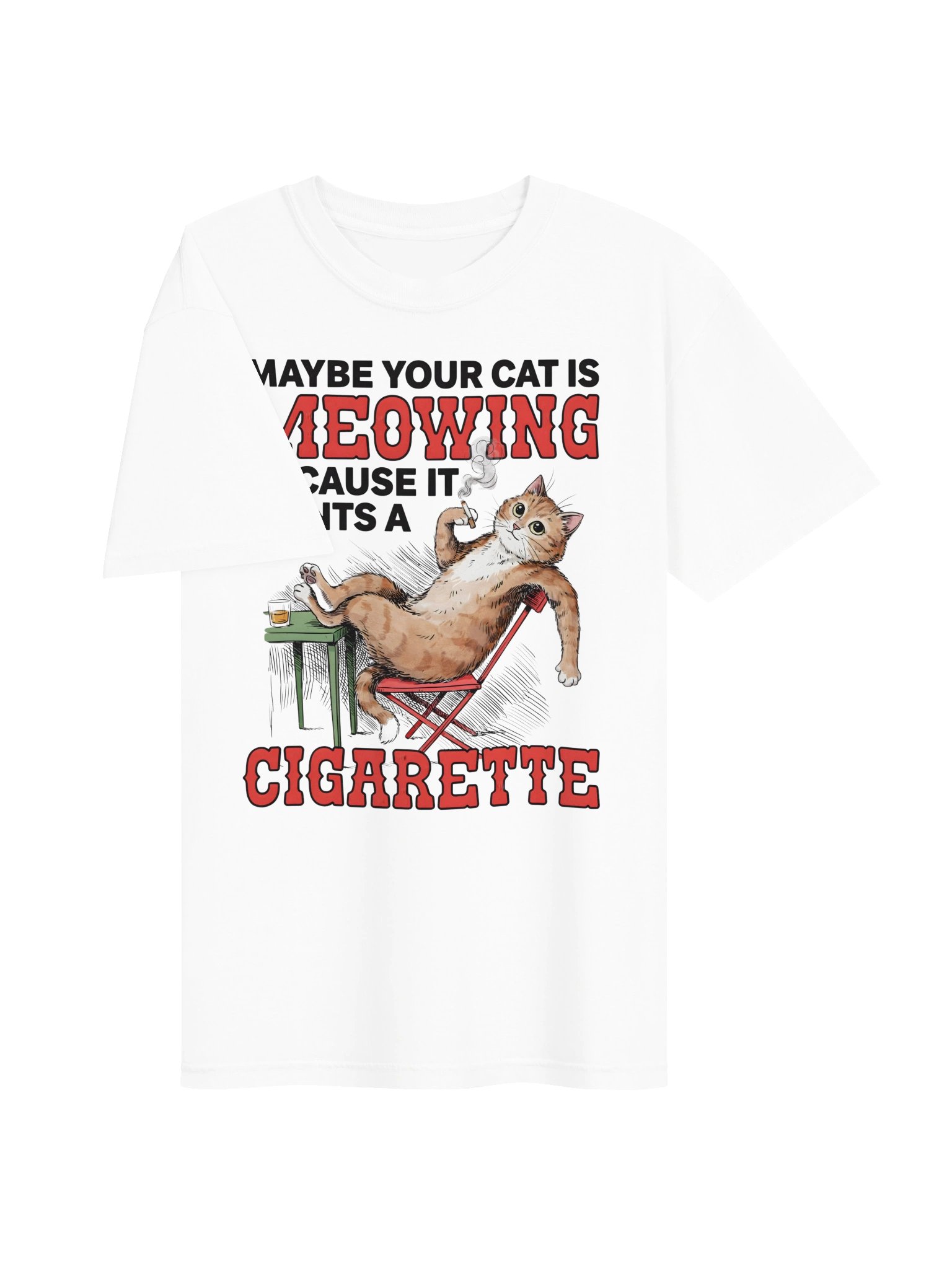Cat Wants a Cigarette Funny Graphic Tee product image (18)