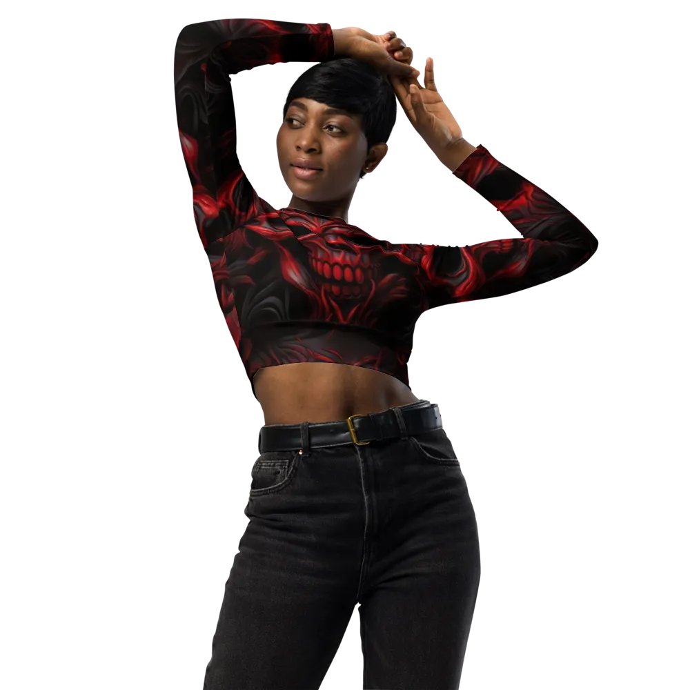 Eternal Red Skulls Recycled Crop Top product image (3)