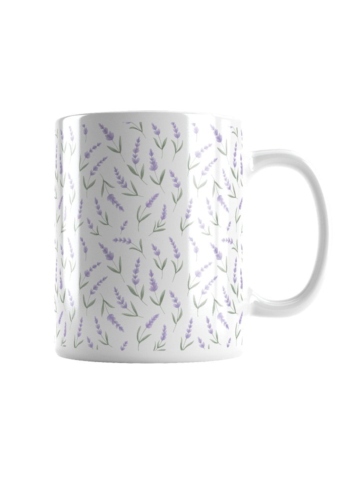 White glossy mug withl avender pattern product image (2)
