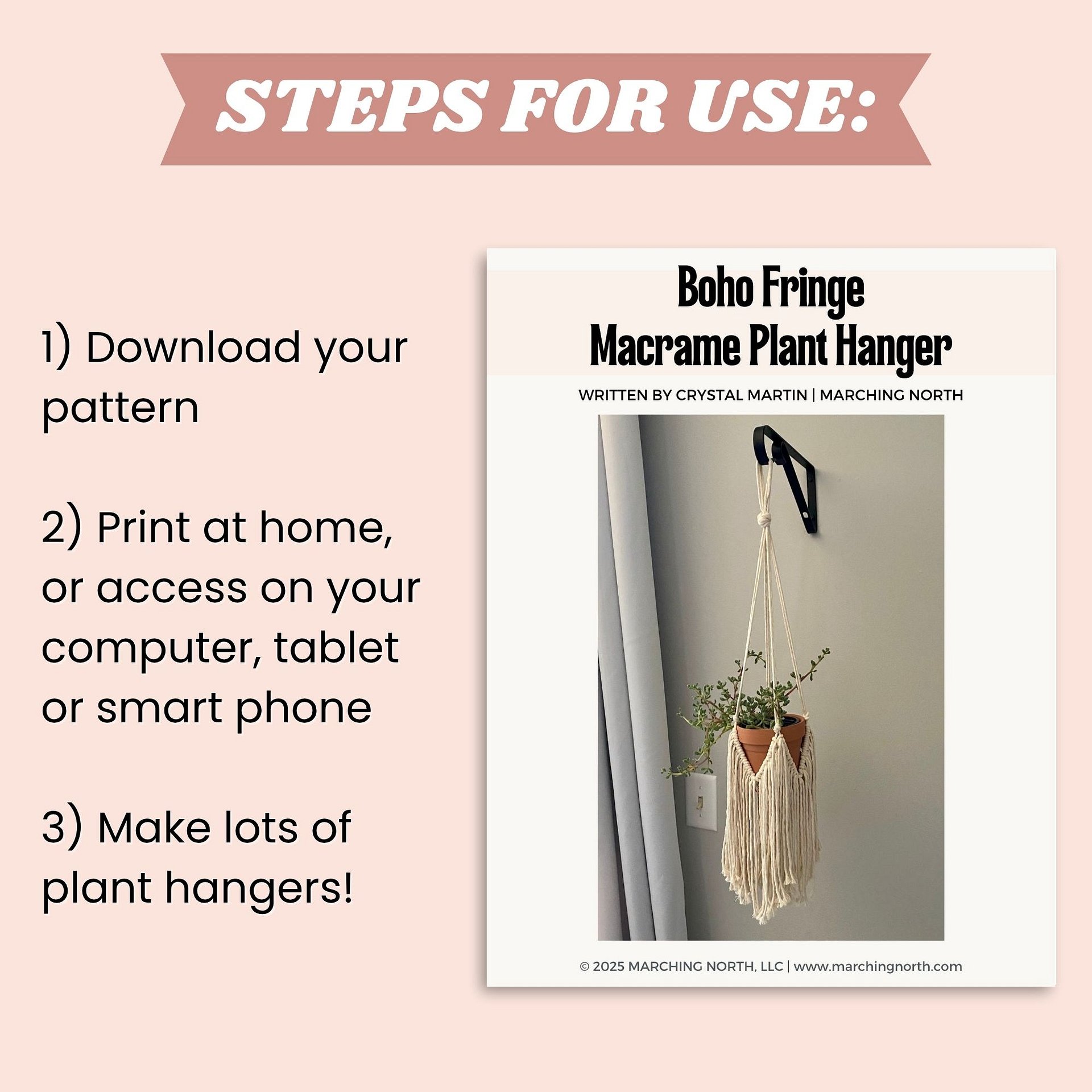 Boho Fringe Macrame Plant Hanger (Digital PDF Pattern) product image (4)
