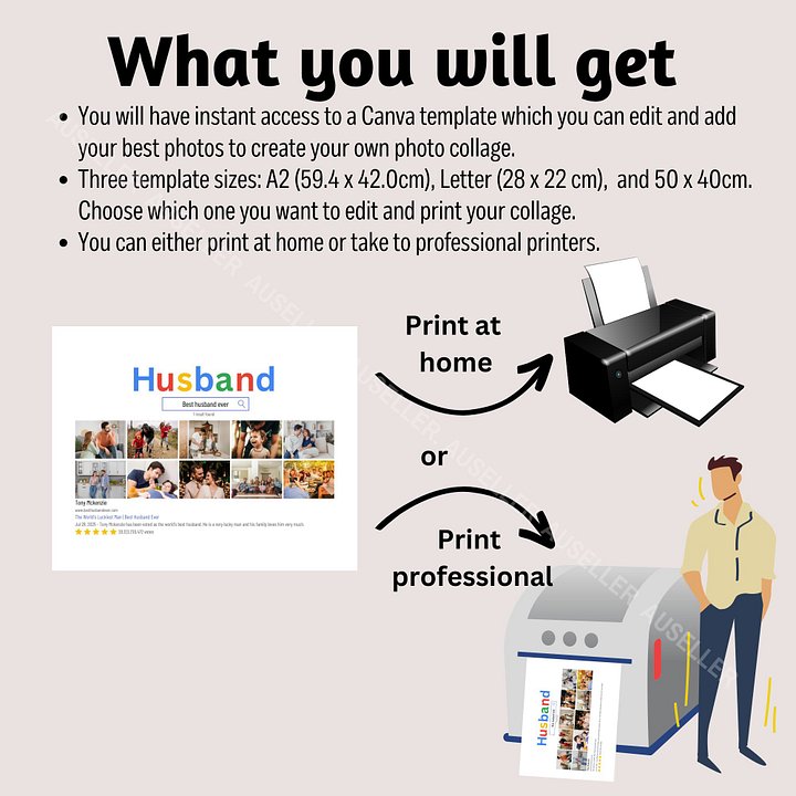 Husband Photo Collage Google-inspired Poster Canva Template product image (2)