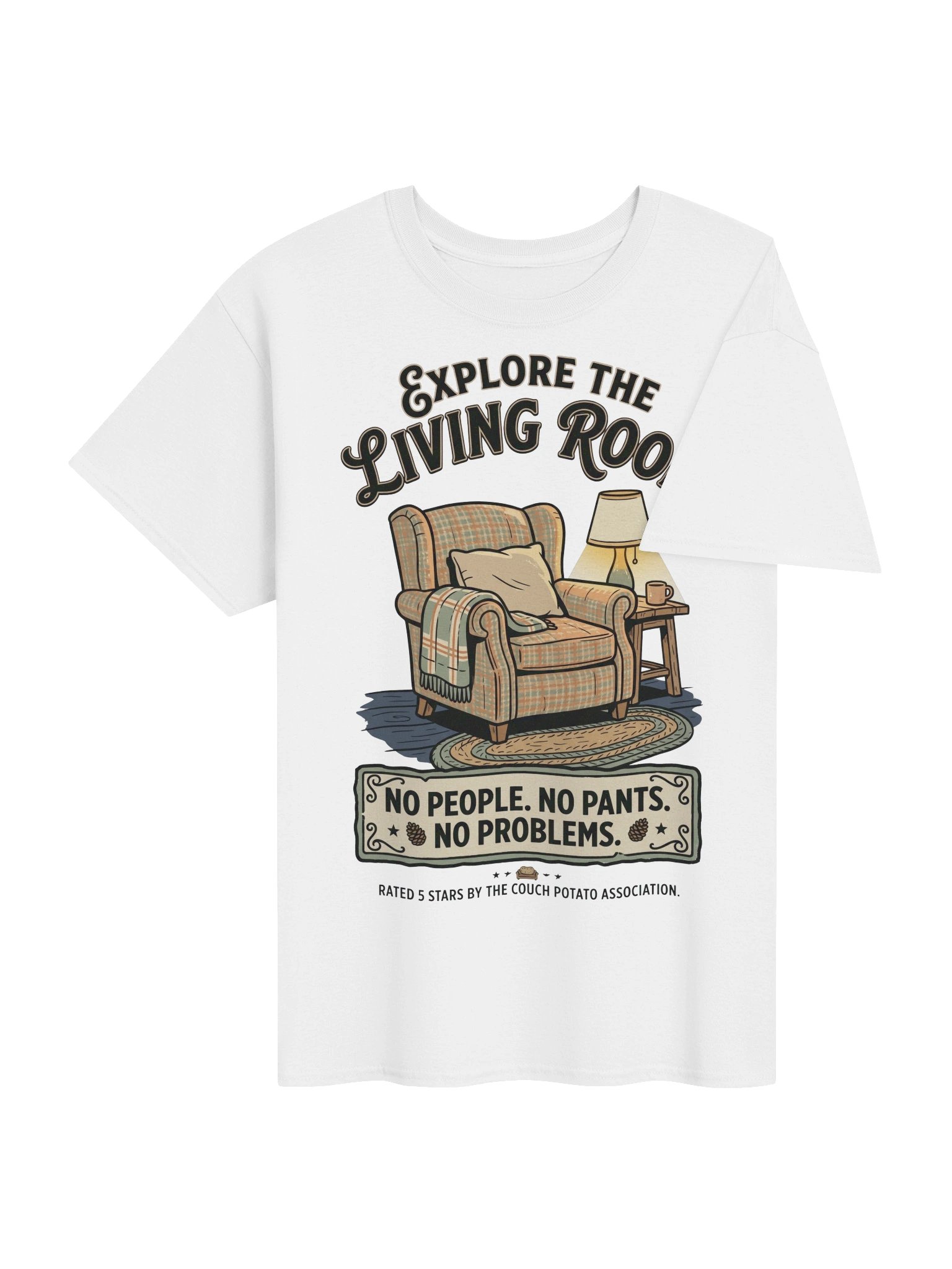 Funny Homebody "Explore The Living Room" Couch Potato T-Shirt product image (4)