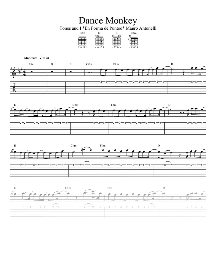 Dance monkey - Partitura + Tabs + Acordes product image (1)