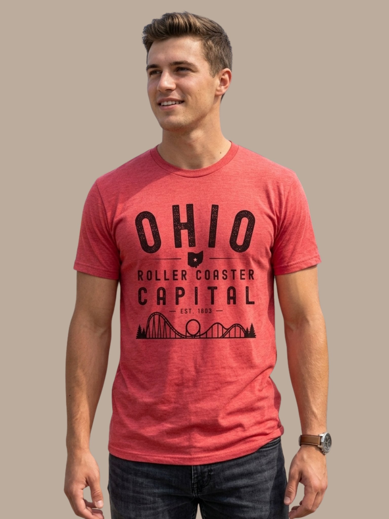 Ohio Roller Coaster Capital Vintage T‑Shirt – Est. 1803 Coaster Culture Tee product image (1)
