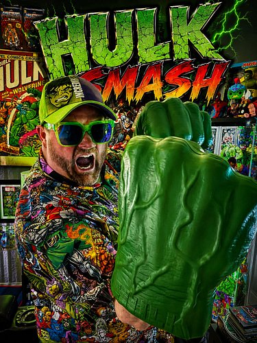 Just in the @comicmancave, the scale size reinvented Hulk Fists, with sound activation. These aren’t the toy ones you see at ...