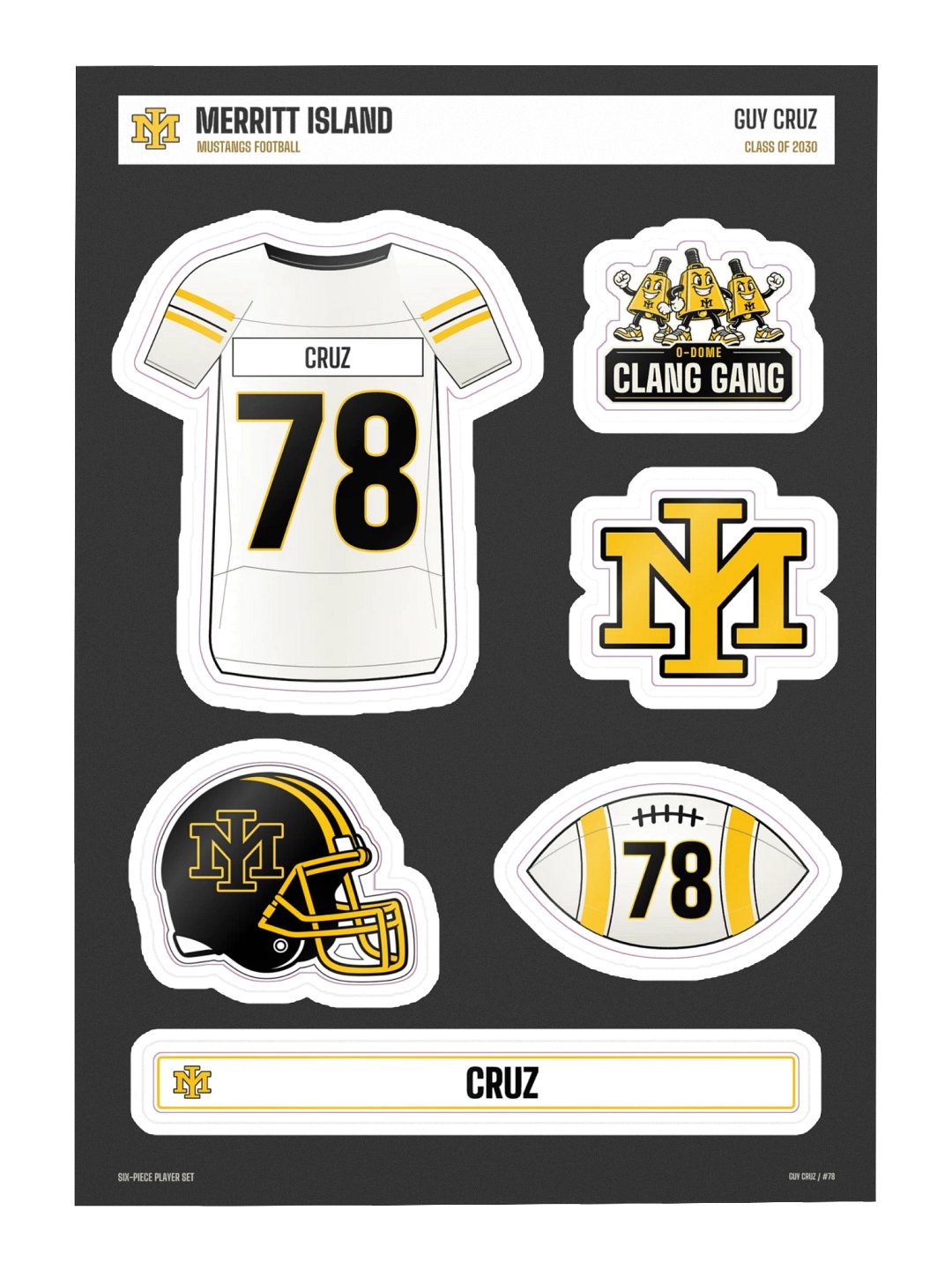 Guy Cruz #78 — Mustangs Sticker Sheet