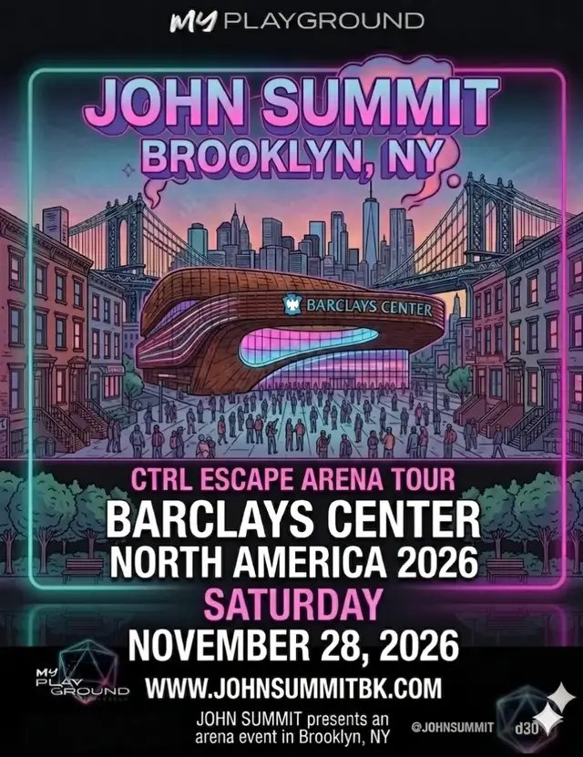 @john summit CTRL ESCAPE ARENA TOUR is coming to @Barclays Center on November 28th! 🙌 Sign up now for presale access via the link in bio 🔗 #johnsummit #arenatour #barclayscenter #brooklyn #myplaygroundmedia 
