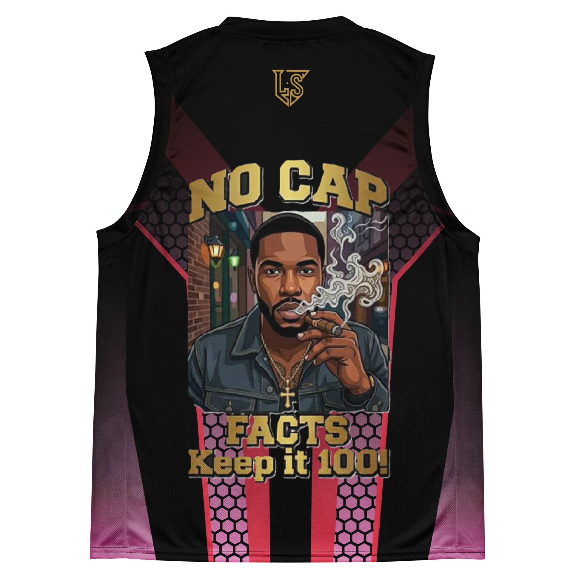 No Cap Black and Burgundy Abstract Sleeveless Pattern Design product image (4)