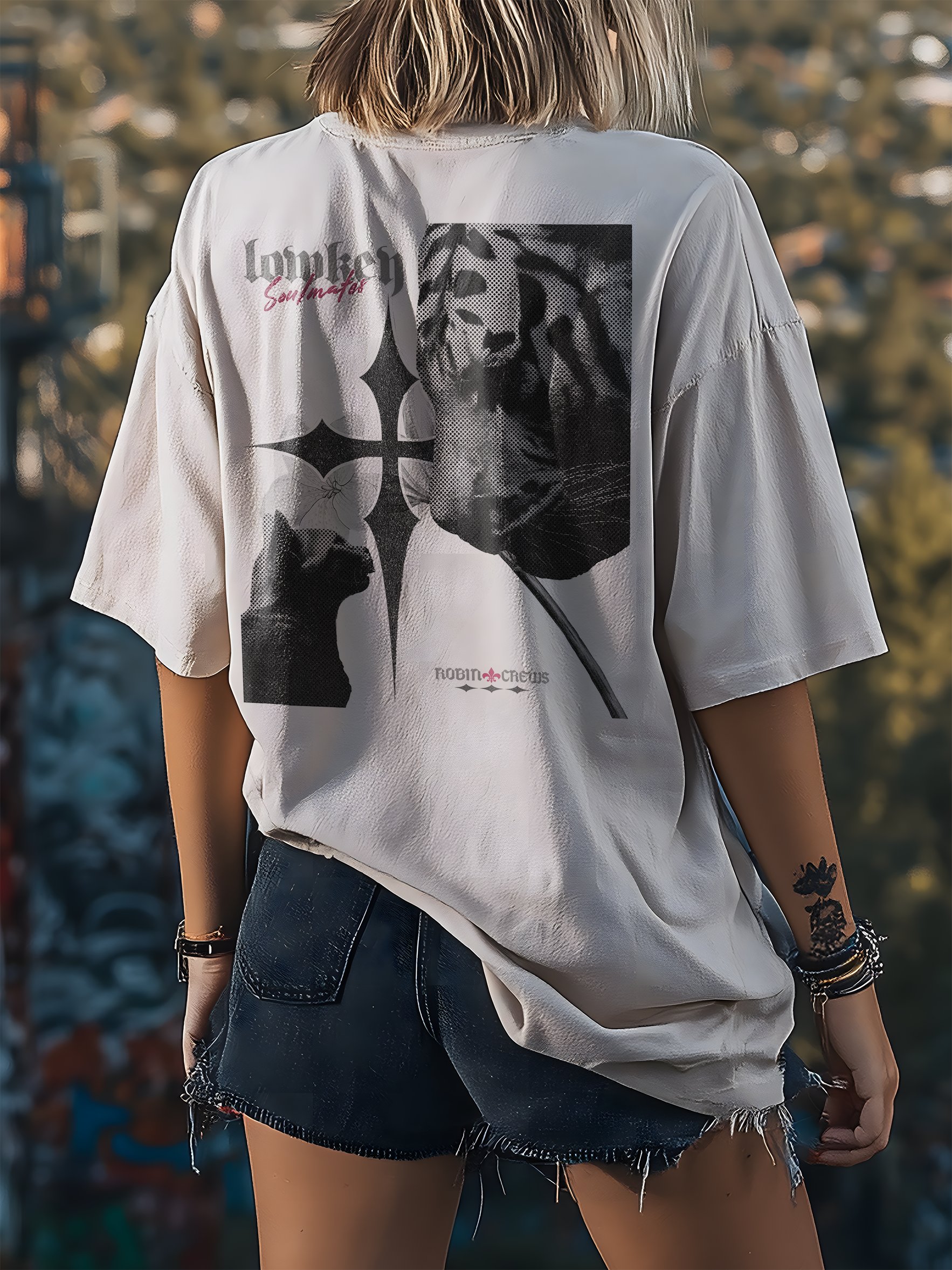 Cat Tiger Face Off T Shirt Black Halftone product image (4)