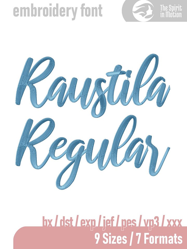 Raustila Regular Script Embroidery Font | BX, PES, DST, JEF product image (1)