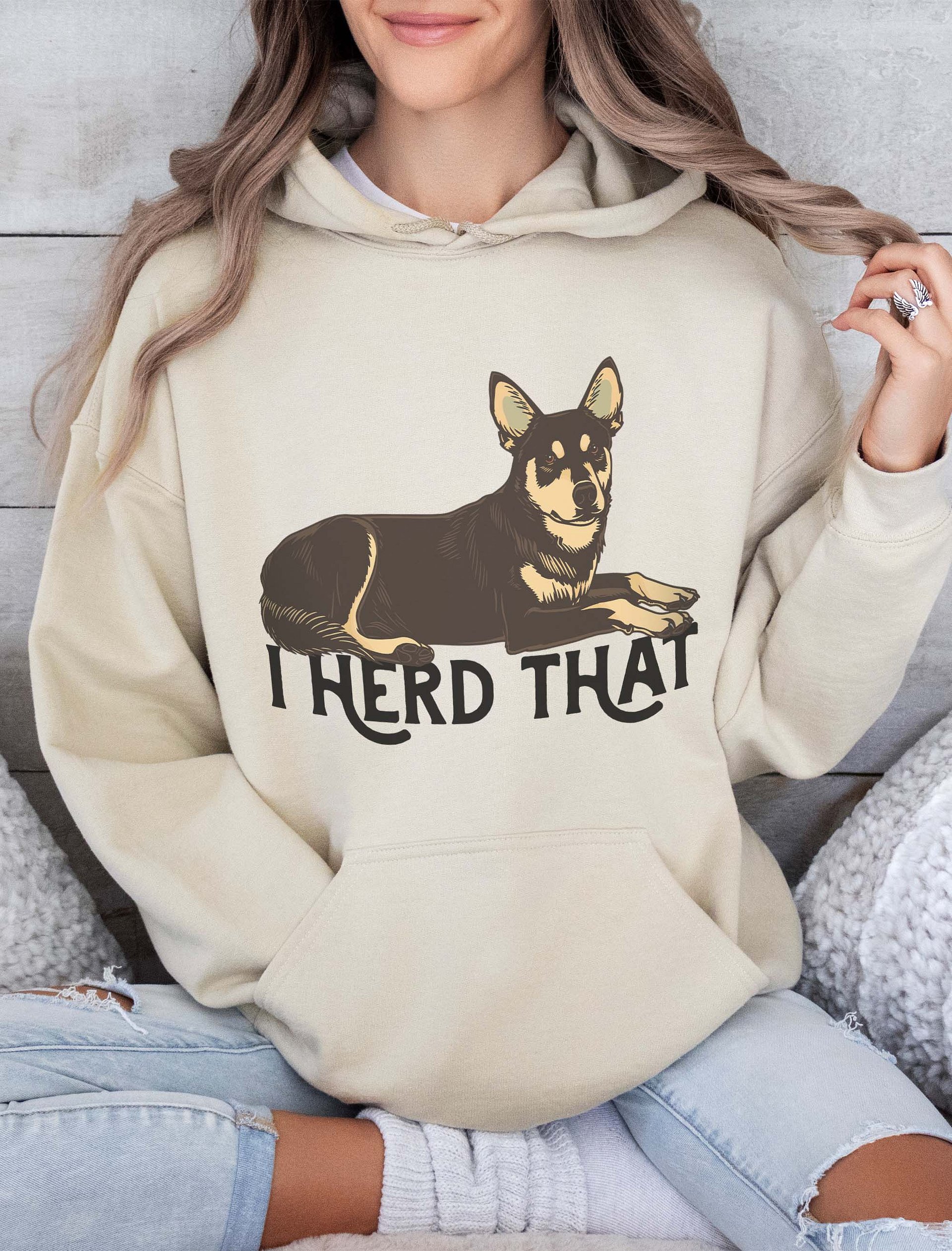 I Herd That Hooded Sweatshirt | Funny Australian Kelpie (Brown) Hoodie for Herding Dog Owners product image (2)