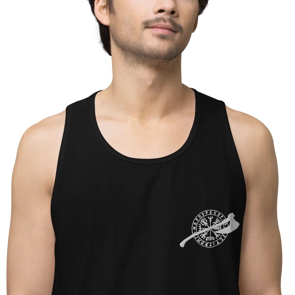 VEGVISIR & AXE - Tank Top Men White Embroidery product image (2)