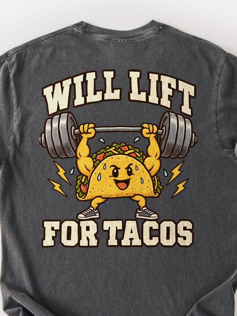 Will Lift for Tacos Oversized Gym Tee | Funny Gym Shirt product image (2)