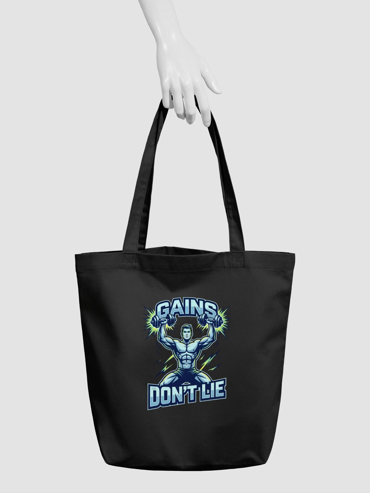 GAINS DON'T LIE Gym Tote Bag | Eco-Friendly Workout & Carry-All Bag product image (5)
