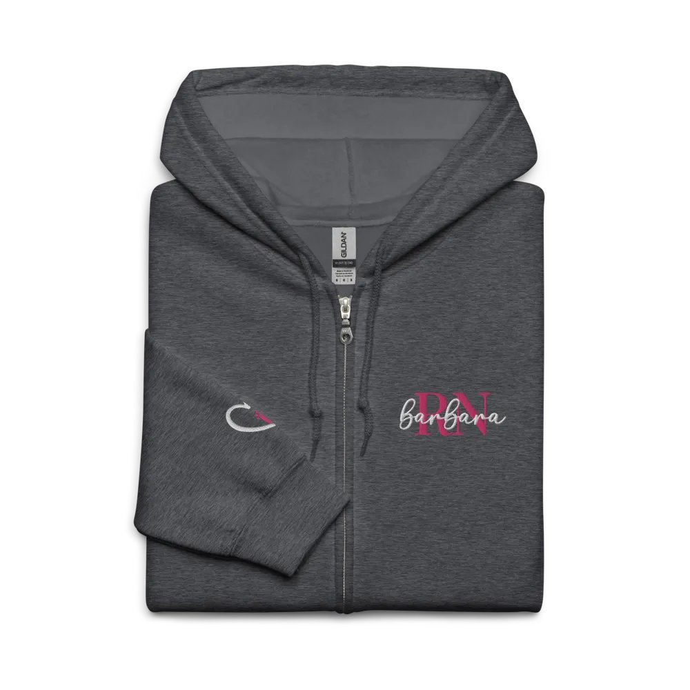 Personalized Embroidered Monogram Hooded Full Zip Jacket. (With Sleeve Element) product image (4)